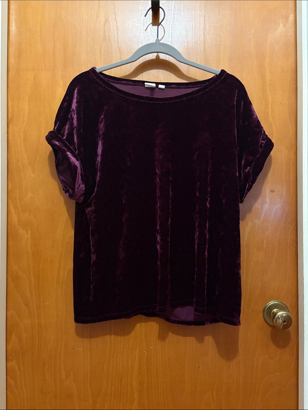 GAP Velvet Short Sleeve Tee in Burgundy
